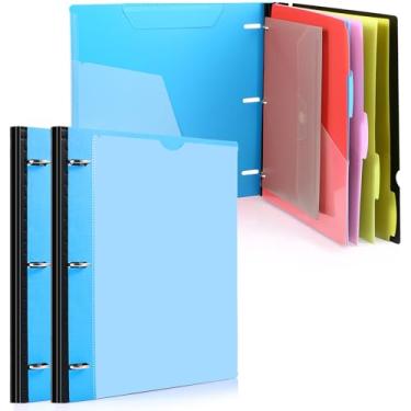 Imagem de WOT I Organizador de projetos telescópicos 2 peças, pasta de bolso recarregável de 3 anéis com capa frontal personalizada + bolso de catálogo transparente + 5 divisórias de aba de bolso duplo + bolsa