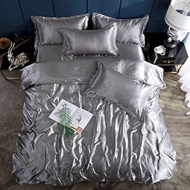 Imagem de Conjunto de cama de cor sólida rayon conjunto de capa de edredom jogo de cama de casal solteiro (tamanho: tamanho queen 3 peças) (uma cor tamanho solteiro 4 peças)