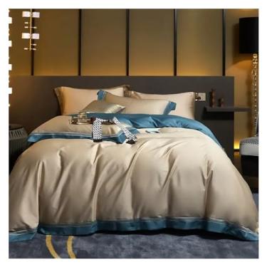 Imagem de Jogo de cama 1200TC de luxo algodão egípcio com zíper moderno bordado jogo de cama lençol Queen King 4 peças (F Queen)