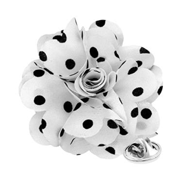 Imagem de Vittorio Vico Alfinete de lapela de flor de bolinhas formais masculinos: broche de flores para terno ou smoking, 2.5" (6.36CM), Poliéster, Não aplicável
