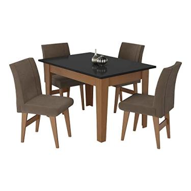 Imagem de Conjunto Mesa de Jantar 120 cm com 4 Cadeiras Tokio Multimóveis Ex1004 Madeirado/preto/castor