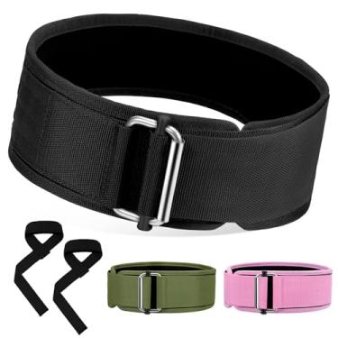 Imagem de Turakun Cinto de levantamento de peso e alças de levantamento: Cinto de ginástica para levantamento de peso para homens e mulheres, cinto de agachamento para musculação, 10 cm preto GG