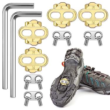 Imagem de Therwen 4 peças de chuteiras de bicicleta, chuteiras de ciclismo com 2 chaves hexagonais para sapatos MTB, compatíveis com pedais inteligentes Eggbeater Candy Mallet