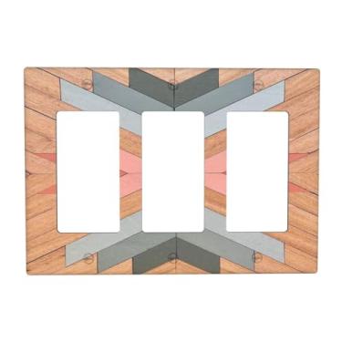 Imagem de Cobertura de interruptor de luz artística asteca rústica moderna com 3 interruptores de luz artística para tomada tripla placa de parede decorativa placa frontal GFCI para casa de banho de fazenda