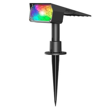 Imagem de Luminária Solar Spot Espeto de Jardim Refletor Luz Colorida LED RGB | Vermelho, Verde e Azul