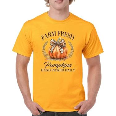 Imagem de Camiseta masculina fofa Farm Fresh Pumpkins outono estação aconchegante festival labirinto de milho Dia de Ação de Graças Peru Dia de Ação de Graças Outono, Amarelo, GG