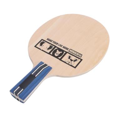 Imagem de Raquete de Tênis de Mesa de Madeira, rodapé de Madeira Pura de 5 Camadas, Remo de Tênis de Mesa Infantil Com Alça Confortável, Padrões de Animais, para (Alça Curta Penhold)