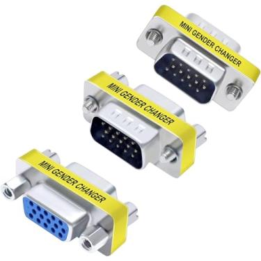 Imagem de DUTTY Conector VGA, adaptador de modem nulo, conector VGA fêmea para fêmea alterador de gênero adaptador macho para fêmea, acoplador macho para macho, 3 peças