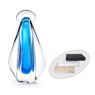 Imagem de Santa Cristal Murano Azul P - Cristais São Marcos Com Base - Galeria M