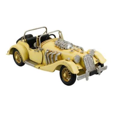 Imagem de Miniatura Retrô Carro Antigo Amarelo Conversível 29cm - Tascoinport