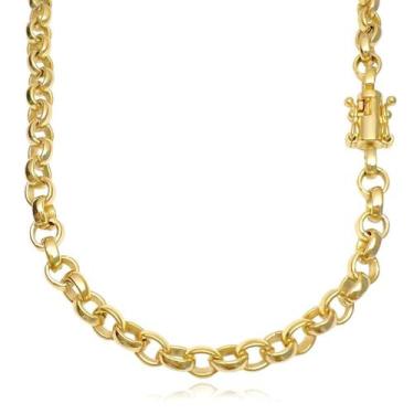 Imagem de Cordão Elo Português De Ouro 18K 6mm 70cm Fecho Canhão Duplo Banhado -