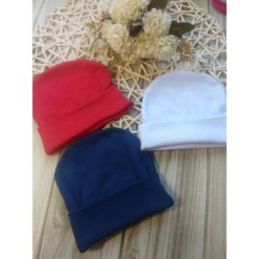 Imagem de Kit 3 peças Touca recém nascido bebê 100% Algodão Antialérgico menino 