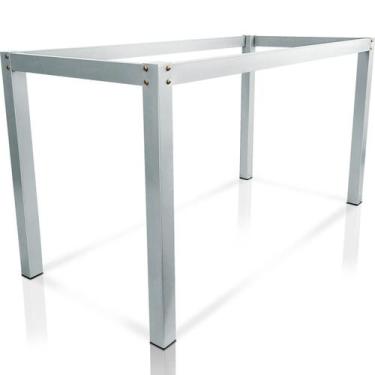 Imagem de Base De Mesa Retangular Olten Branco P/ Tampos de 1,50x0,80 Vidro Pedr