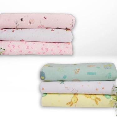 Imagem de Cueiro Flanelado 100% Algodão 80x50cm 3 e 6 unidades - Papi, 6 Peças M