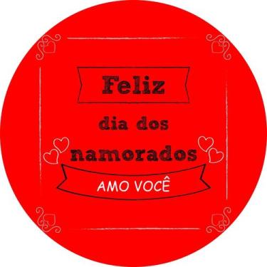 Imagem de Painel de Lona Redondo Feliz Dia Dos Namorados Corações e Desenhos Sil