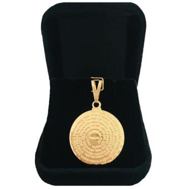 Imagem de Pingente Medalha Oração Pai Nosso Masculino Semijoia Folheada a Ouro 1