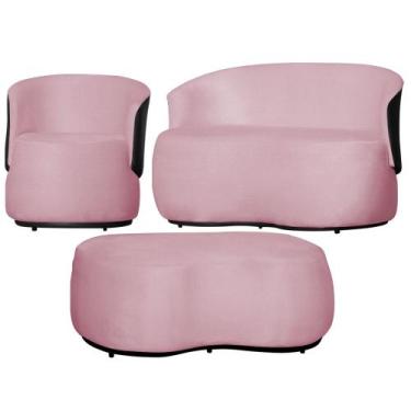 Imagem de Kit 1 Poltrona 1 Namoradeira e 1 Puff Grande Decorativo Estilo Orgânic