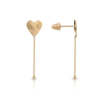 Imagem de Brinco Coração Diamantado Com Veneziana Pendurada Ouro 18k - Adriajp J