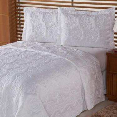 Imagem de Cobre Leito Queen Clean Rosas 3 Peças Branco - Enxovais Aquarela LTDA