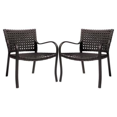 Imagem de Kit 2 Cadeiras Alumínio Trama Colmeia Externa Pedra Ferro - UMA BOX