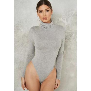 Imagem de Body Manga Longa Diluxo Larissa Blusa Gola Alta, M, Cinza, Adulto