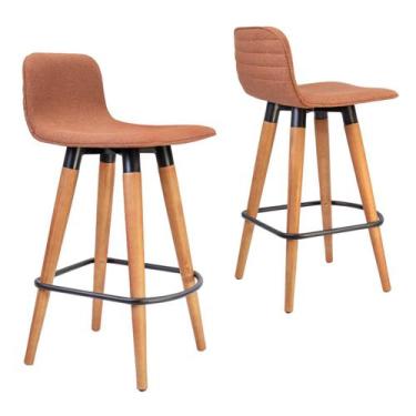 Imagem de 1 Meia Banqueta Línea Forte Escandinavo Bar Ilha Terracota - UniDecor