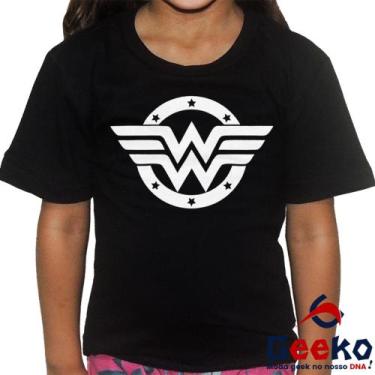 Imagem de Camiseta Infantil Mulher Maravilha 100% Algodão Geeko Wonder Woman, Pr