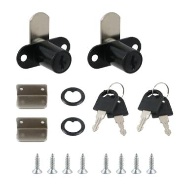Imagem de MY MIRONEY 2 peças de liga de zinco para armário com chave semelhante a 4/12.7 cm fechaduras cilíndricas de gaveta ferragens arquivos seguros gavetas trancas de armazenamento para trailer, preto