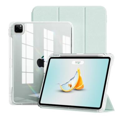 Imagem de GKABXY Capa para iPad Pro de 11 polegadas 2022/2021/2020 (4ª/3ª/2ª geração) | Capa traseira transparente removível 2 em 1 com suporte para Apple Pencil | Suporta carregamento de lápis de 2ª geração |