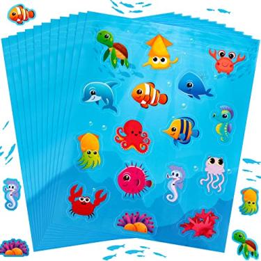 Imagem de Frienda 480 Pcs Bugs Shape Stickers for Kids Bee Ladybug Spring Butterfly Dragonfly Grasshopper Ant Snail Stickers for Spring Theme Party Classroom(Sea Life Style)