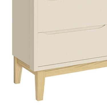 Imagem de Cômoda Infantil Classic 6 Gavetas Areia Fosco Com Pés Madeira Natural - Reller Móveis Areia Fosco