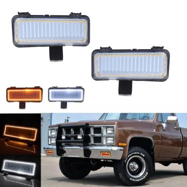 Imagem de Tonsya Para Chevy PU parking 1981-1982 Suburban/Blazer/Chevy PU, 1981-1982 GMC PU, Jimmy, 1981-1982 GMC Suburban Front Bumper Signal Side Marker Lights Lente transparente de LED âmbar/branco