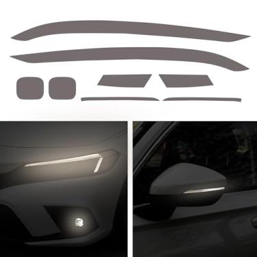 Imagem de TOMALL 3 pares de películas de vinil para espelho retrovisor de farol de neblina compatível com Honda 11ª geração Civic 2022-2025+ película de transmissão de luz, acabamento externo adesivo decorativo