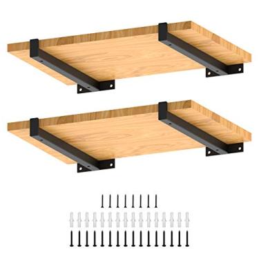 Imagem de 4 peças de suportes de prateleira resistentes de metal industrial de 30,5 cm, suportes de prateleiras montados na parede com borda (não tábuas incluídas)