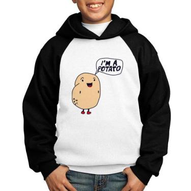 Imagem de Moletom Infantil I'm A Potato - Foca na Moda, Branco, Preto, 12