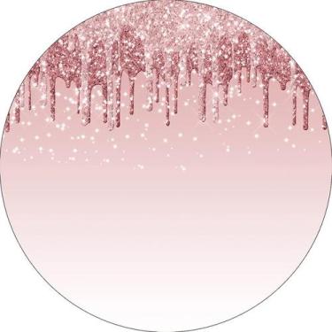 Imagem de Painel De Festa Redondo 1,50x1,50 - Efeito Glitter Rose Escorrendo 029