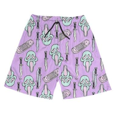 Imagem de Short Praia Shorts Banho Bermuda Verão Terror Máscara Faca 189 - SMOKE