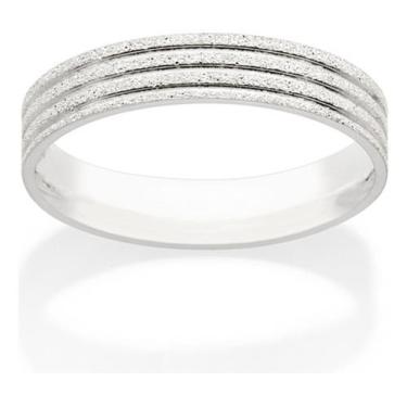 Imagem de Aliança Diamantada De 4 Mm Com 3 Frisos Lis 810232 - ROMMANEL, Branco,