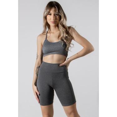 Imagem de Conjunto Fitness Feminino Bemudinha Suplex e Top Alcinha Fina Sem Bojo