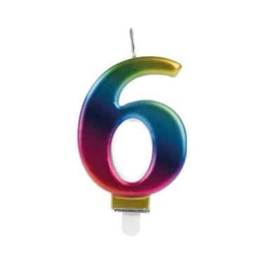 Imagem de Vela de Aniversário Wave Silver Colorida Número 6 - Silver Plastic