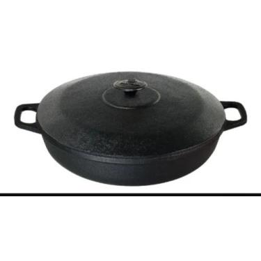 Imagem de Frigideira Paella Ferro Com Tampa De Ferro 30 Cm / 4,0litros - Santana