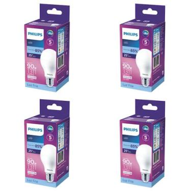 Imagem de Kit 4 Lâmpada Led Bulbo 13w = 90w 1311lm Bivolt Philips 6500k branca C
