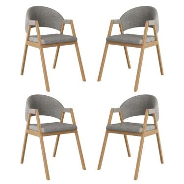 Imagem de Kit 4 Cadeiras Suellen Luxo Reforçada Mesa De Jantar Linho Grafite