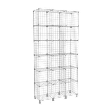 Imagem de Estante Aramada Branca 18 Nichos Vertical Livreiro Organizador de Roup