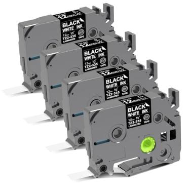 Imagem de Fita de etiqueta de substituição para fita de etiqueta Brother P-Touch 12 mm 0,47 preta Brother TZE Tape TZe-335 TZe preta liminada, compatível com Brother P Touch Label Maker PT-D210 H110 D220 D410