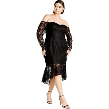 Imagem de City Chic Vestido feminino de renda Athena, Preto, 25 Plus Size