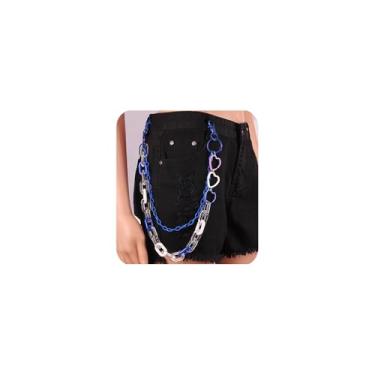 Imagem de Wekicici Corrente jeans de acrílico para calças de coração, corrente de pedra colorida de acrílico em forma de coração, correntes de jeans hip hop, correntes de bolso, acessórios para o corpo para