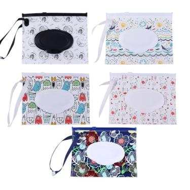Imagem de 5 peças de porta-lenços umedecidos de EVA para bebês, portátil, reutilizável, para viagem, sacos de limpeza, recipiente para lenços umedecidos, porta-lenços umedecidos para viagens