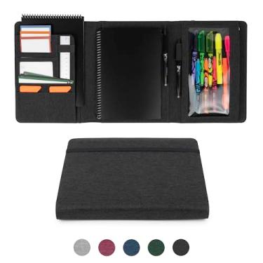 Imagem de Kaitiaki Capa planejadora resistente para caderno inteligente Rocketbook – Padfólio de tecido resistente à água, pasta de negócios com bolso para caneta com zíper, serve para tamanho executivo A5,