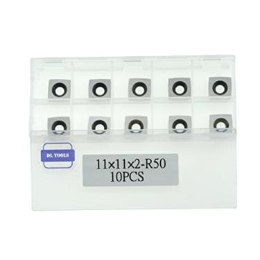 Imagem de DLtools Conjunto de inserções de cortador de carboneto de tungstênio de 11 mm - 5 cm de raio lateral quadrado de carboneto cortadores de substituição (11 x 11 x 2,0) 4 bordas para ferramentas de torneamento de torno de madeira (10 peças)